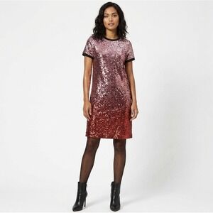 DKNY NWOT Womens Ombre Sequined Sparkle Festive Statement Piece Shift Dress Sz 6
